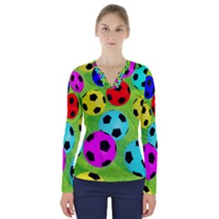 Balls Colors V-neck Long Sleeve Top by Ket1n9