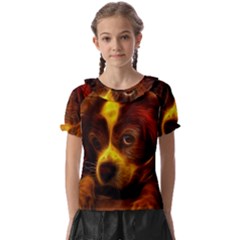 Cute 3d Dog Kids  Frill Chiffon Blouse by Ket1n9