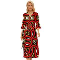 Traditional Art Pattern Midsummer Wrap Dress by Ket1n9