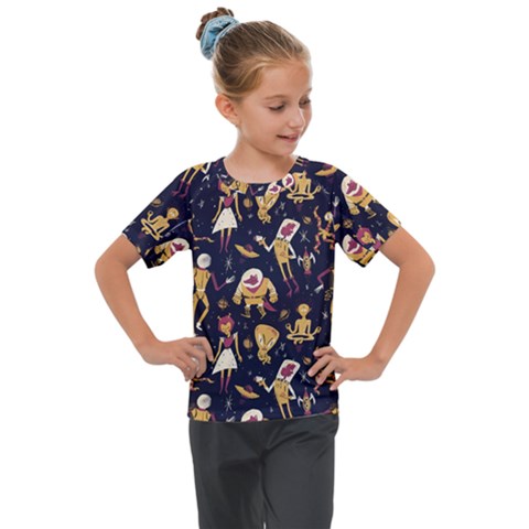 Alien Surface Pattern Kids  Mesh Piece T-shirt by Ket1n9