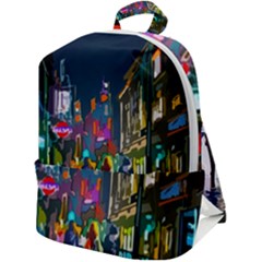 Abstract-vibrant-colour-cityscape Zip Up Backpack by Ket1n9