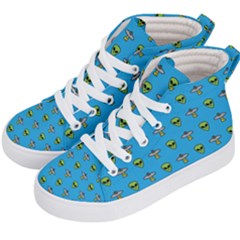 Alien Pattern Kids  Hi-top Skate Sneakers by Ket1n9