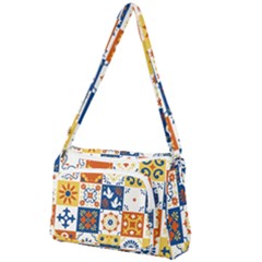Mexican-talavera-pattern-ceramic-tiles-with-flower-leaves-bird-ornaments-traditional-majolica-style- Front Pocket Crossbody Bag by Ket1n9