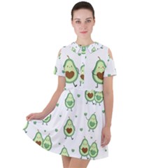Cute-seamless-pattern-with-avocado-lovers Short Sleeve Shoulder Cut Out Dress  by Ket1n9