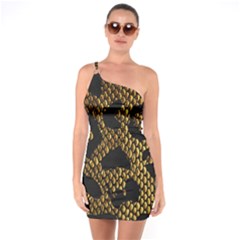 Metallic Snake Skin Pattern One Shoulder Ring Trim Bodycon Dress by Ket1n9