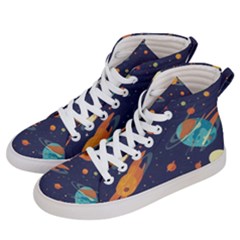 Space Galaxy Planet Universe Stars Night Fantasy Women s Hi-top Skate Sneakers by Ket1n9