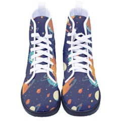 Space Galaxy Planet Universe Stars Night Fantasy Kid s High-top Canvas Sneakers by Ket1n9