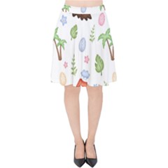 Cute-palm-volcano-seamless-pattern Velvet High Waist Skirt by Ket1n9