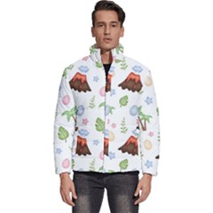 Cute-palm-volcano-seamless-pattern Men s Puffer Bubble Jacket Coat by Ket1n9