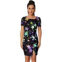 Christmas-star-gloss-lights-light Fitted Knot Split End Bodycon Dress by Grandong