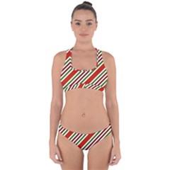 Christmas-color-stripes Cross Back Hipster Bikini Set by Grandong