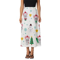 Christmas-seamless-pattern-with-cute-kawaii-mouse Classic Midi Chiffon Skirt