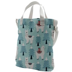 Christmas-tree-cute-lama-with-gift-boxes-seamless-pattern Canvas Messenger Bag by Grandong