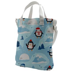 Christmas-seamless-pattern-with-penguin Canvas Messenger Bag by Grandong