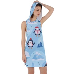 Christmas-seamless-pattern-with-penguin Racer Back Hoodie Dress by Grandong