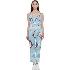 Christmas-seamless-pattern-with-penguin V-neck Camisole Jumpsuit by Grandong