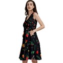 Christmas Pattern Texture Colorful Wallpaper Sleeveless V-Neck Skater Dress with Pockets View2