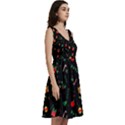 Christmas Pattern Texture Colorful Wallpaper Sleeveless V-Neck Skater Dress with Pockets View3