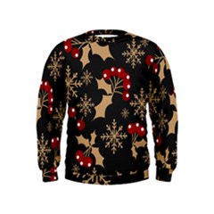 Christmas-pattern-with-snowflakes-berries Kids  Sweatshirt by Grandong
