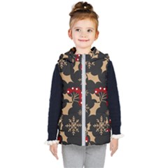 Christmas-pattern-with-snowflakes-berries Kids  Hooded Puffer Vest by Grandong