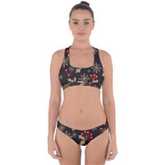 Christmas-pattern-with-snowflakes-berries Cross Back Hipster Bikini Set by Grandong