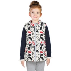 Cute Christmas Seamless Pattern Vector Kids  Hooded Puffer Vest by Grandong
