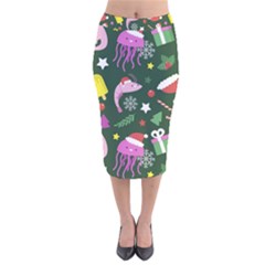 Colorful-funny-christmas-pattern   --- Velvet Midi Pencil Skirt by Grandong