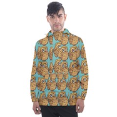 Owl-stars-pattern-background Men s Front Pocket Pullover Windbreaker by Grandong