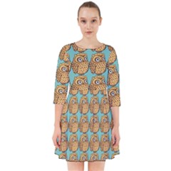Owl-pattern-background Smock Dress by Grandong