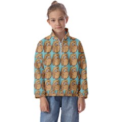 Seamless Cute Colourfull Owl Kids Pattern Kids  Half Zip Hoodie by Grandong