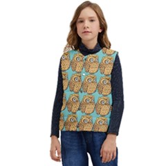 Owl-pattern-background Kid s Button Up Puffer Vest	 by Grandong