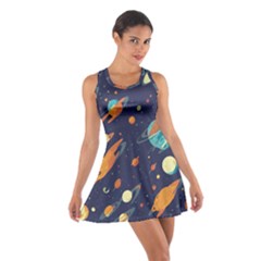 Space Galaxy Planet Universe Stars Night Fantasy Cotton Racerback Dress by Grandong