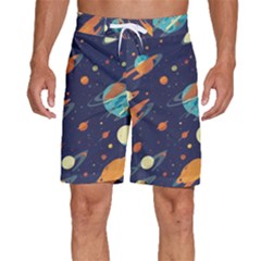 Space Galaxy Planet Universe Stars Night Fantasy Men s Beach Shorts by Grandong