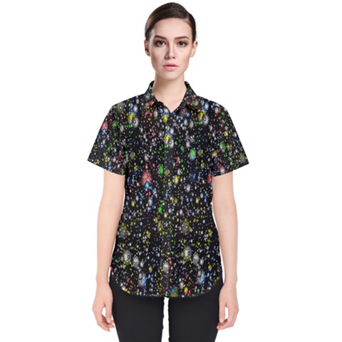 Illustration Universe Star Planet Women s Short Sleeve Shirt by Grandong