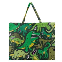 Dino Kawaii Zipper Large Tote Bag by Grandong