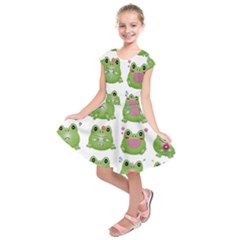 Kawaii-frog-rainy-season-japanese Kids  Short Sleeve Dress