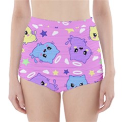 Seamless Pattern With Cute Kawaii Kittens High-waisted Bikini Bottoms by Grandong