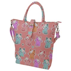 Cute Kawaii Kittens Seamless Pattern Buckle Top Tote Bag by Grandong