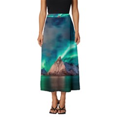 Amazing Aurora Borealis Colors Classic Midi Chiffon Skirt