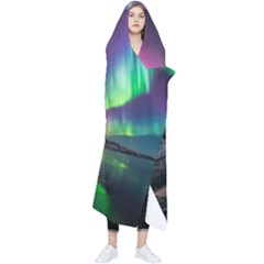 Aurora Borealis Polar Northern Lights Natural Phenomenon North Night Mountains Wearable Blanket by Grandong