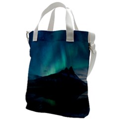Aurora Borealis Mountain Reflection Canvas Messenger Bag by Grandong