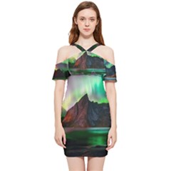Aurora Borealis Nature Sky Light Shoulder Frill Bodycon Summer Dress