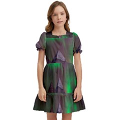 Aurora Northern Lights Phenomenon Atmosphere Sky Kids  Puff Sleeved Dress by Grandong