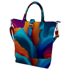 Colorful Fluid Art Abstract Modern Buckle Top Tote Bag