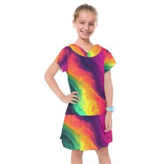 Rainbow Colorful Abstract Galaxy Kids  Drop Waist Dress