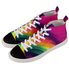 Rainbow Colorful Abstract Galaxy Men s Mid-top Canvas Sneakers