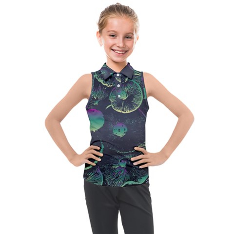 Psychedelic Mushrooms Background Kids  Sleeveless Polo T-shirt by Ravend
