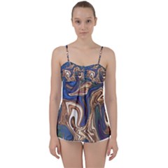 Pattern Psychedelic Hippie Abstract Babydoll Tankini Top