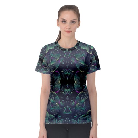 Background Pattern Mushrooms Women s Sport Mesh T-shirt by Ravend