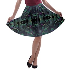 Background Pattern Mushrooms A-line Skater Skirt